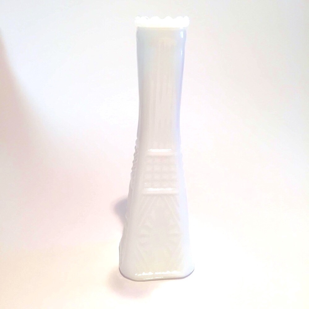 Mid century milk glass square base vase